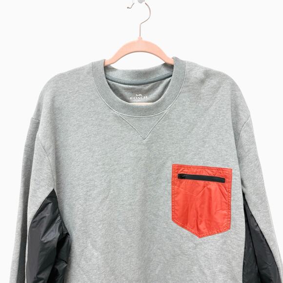 Coach Nylon Pocket Crew Sweater Grey‎ Orange Men’s Size XXL - Picture 6 of 14